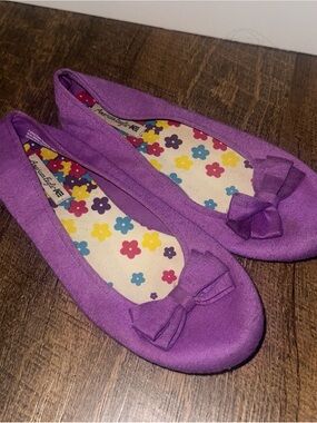 American Eagle Outfitters Purple Bow Ballet Flats Girls 3.5